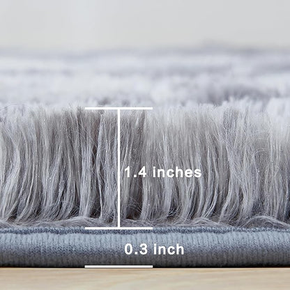 Andency Soft Area Rugs for Living Room Bedroom, 5x8 Fluffy Shaggy Bedside Rug, Non-Slip Large Shag Fuzzy Plush Carpets for Bedroom Kids Dorm Nursery Home Decor Aesthetic, Tie-Dyed Light Grey