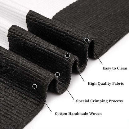 KOZYFLY Black and White Striped Area Rug 3x5 Ft Front Door Rug Hand Woven Cotton Washable Outdoor Doormats Outdoor Entrance Mat for Front Door Kitchen Entryway Patio Front Porch Decor