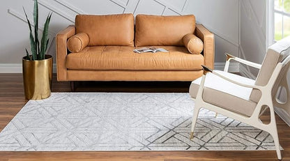 Rugs.com Lattice Trellis Collection Rug – 5' x 8' White Low-Pile Rug Perfect for Living Rooms, Large Dining Rooms, Open Floorplans