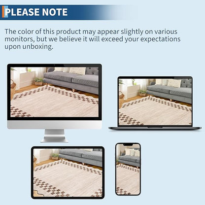 GarveeHome Hallway Runner Rug 2x6 Non Slip Scalloped Washable Rug for Kitchen Entry Stain Resistant Modern Border Throw Floor Carpet Long Runner Mat for Bathroom Living Room Bedside, Beige