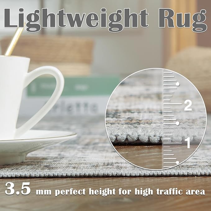 jinchan Runner Rug 3x10 Washable Hallway Rug Distressed Gray Multi Vintage Floral Runner Kitchen Floor Cover Indoor Mat Retro Entryway Living Room Bedroom Office Farmhouse Grey