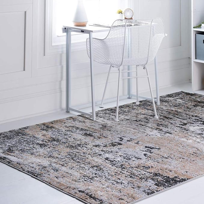 Rugs.com Leipzig Collection Area Rug – 8X11 Beige Low-Pile Rug Perfect for Living Rooms, Large Dining Rooms, Open Floorplans
