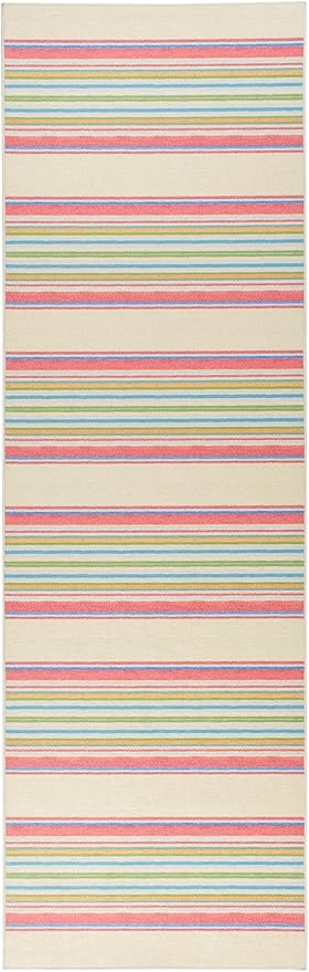 Dash & Albert Cady Stripe Multi Machine Washable Rug, 2 X 3 Feet, Multicolored Stripe Pattern - Premium Luxury Hotel Quality Soft Breathable Hypoallergenic Machine Washable Easy Care All Season