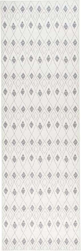 Dash & Albert Chandler Ivory Machine Washable Rug, Runner-2.5 X 8 Feet, Ivory Geometric Pattern