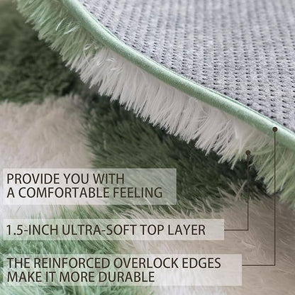 6x9 Area Rugs for Living Room Bedroom, Soft Fluffy Shaggy Bedside Rug, Indoor Floor Carpet for Kids Playroom, Dorms, Nursery Rooms, Home Decor (Green & White 6'x9')