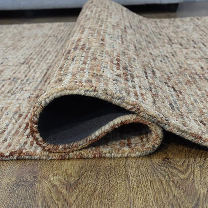 Rugsotic Carpets Hand Tufted Wool ECO-Friendly Area Rugs - 3'x5', Rectangle Shape, Beige & Brown, Solid Plain Design, High Pile Thick Handmade Area Rugs for Living Room, Bed Room (KWC111)