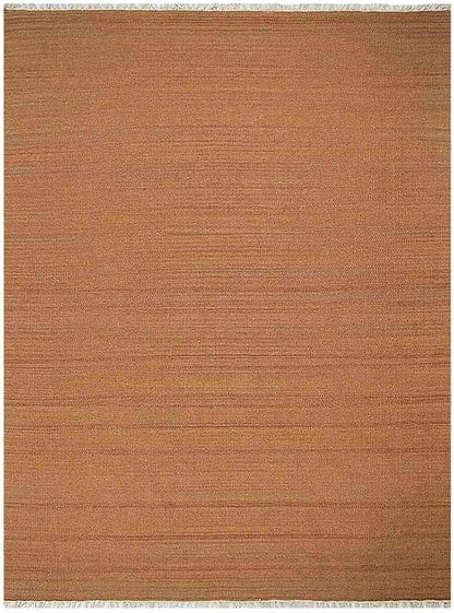 Rugsotic Carpets Hand Woven Flat Weave Kilim Wool ECO-Friendly Area Rugs - 5'x8', Rectangle Shape, Orange Color, Solid Plain Design, Low Pile Handmade Rugs for Living Room, Bed Room (D00111)