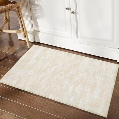 RUGSREAL Small Contemporary Area Rug Modern Solid Indoor Throw Carpe Machine Washable Non-Slip Low-Pile Area Rug for Living Room Bedroom Laundry, 2' x 3' Cream-White