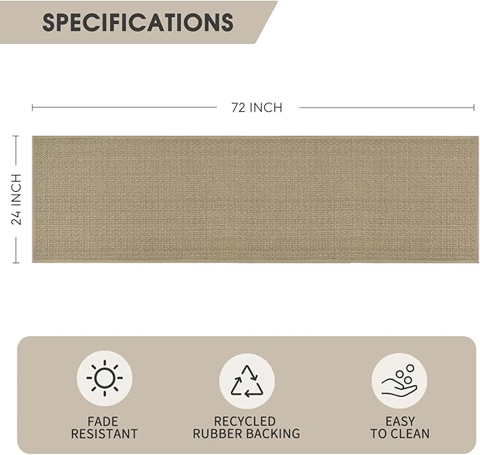 Artoid Mode Washable Non-Slip Rubber Backing Kitchen Rugs Doormat, Absorbent Kitchen Floor Mats in Front of Sink Kitchen Mats for Floor Home Decor 24x72 Inch