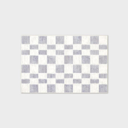 EVERGRACE Checkered Plaid Area Rug 2x3, Soft Fuzzy Faux Wool Rugs Washable Anti Slip Rugs Small Rug Carpet for Entryway Bedroom Living Room Hallway Kitchen Dining Room and Laundry Room, Light Gray