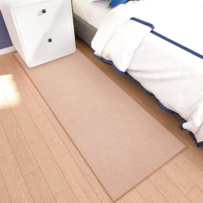 Runner Rug with Non Slip Rubber Backing, Washable Soft Floor Carpet for Kitchen, Hallway, Entryway Indoor, Bedroom, Laundry, Low Pile Area Rugs, Solid Color with Pointillism Style (Camel, 2' * 8')