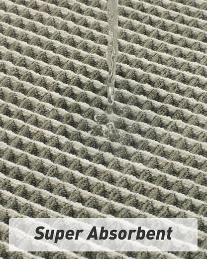 AMOAMI Upgraded Waffle Runner Rug Super Absorbent Non Slip Bath Mats for Bathroom Machine Washable Bathroom Runner Rug with Tassels, Ideal for Hallway Bedroom Laundry Room, 2' x 4', Green & Cream
