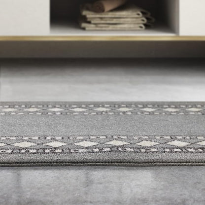 Antep Rugs Alfombras Modern Bordered 2pc Non-Skid (Non-Slip) Low Profile Pile Rubber Backing Indoor Kitchen Runner Rugs (Gray, 2pc Set)