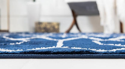 Unique Loom Marilyn Monroe Glam Collection Area Rug - Trellis (10'x 13' Rectangle, Navy Blue Silver/ Silver)