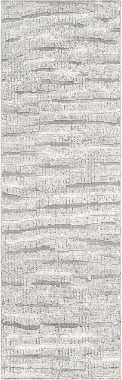 Modern Micro Loop Indoor Runner Rugs for Living Room Bedroom Kitchen Geometric Pebble White 2x7 Luxury Durable Low and High Pile Non-Shedding Stain Resistant Soft Area Carpet 2 x 7