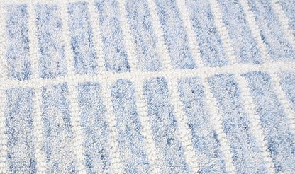 Hand-Tufted 100% Wool Area Rug – Unique Modern Geometric Grid Pattern, Soft Plush Textured Carpet for Living Room, Bedroom, Dining Room & Entryway (Blue, 4' x 6')