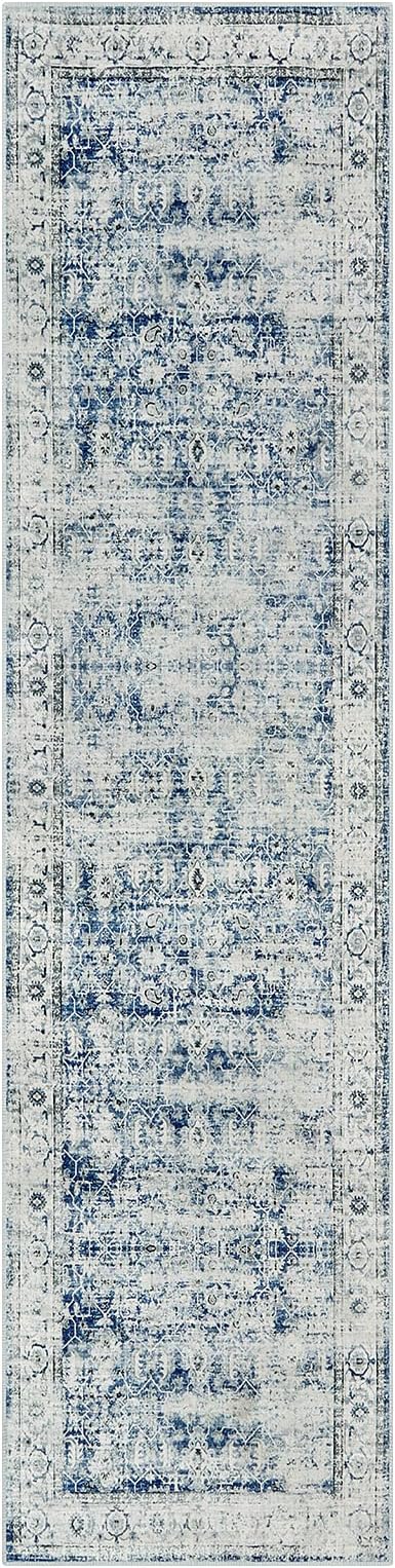Morebes Vintage Rug Runners for Hallways Non Slip,Washable Runner Rug 2x10, Soft Long Distressed Non-Shedding Throw Carpet Runner Rug for Entryway Kitchen Laundry Living Room, Blue