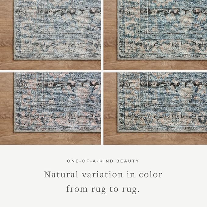 Loloi Amber Lewis Billie Collection BIL-05 Denim/Blush 2'-6" x 9'-6", 0.19" Thick Runner Rug
