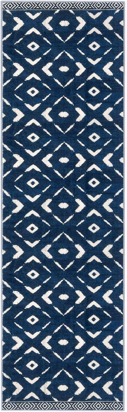 KILOCOCO Hallway Runner Rug 2'x7' Runners for Hallways Soft Washable Runner Rugs Non Slip Printed Low-Pile Runners for Bedroom Kitchen Living Room Laundry Room Boho Rugs, Blue