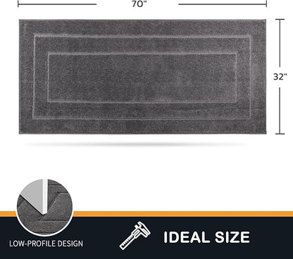 PURRUGS Dirt Trapping Door Mat 32" x 70", Non-Slip/Skid Machine Washable Entryway Rug, Dog Doormat, Super Absorbent Welcome Mat for Muddy Wet Shoes and Paws, Grey