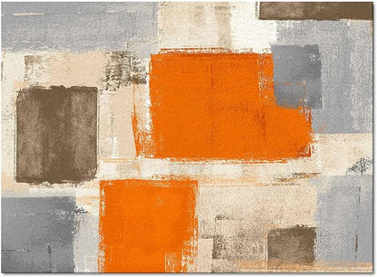 Orange Rectangular Area Rugs for Living Room Bedroom 5 x 6.9 ft Abstract Paint Texture Modern Art Non-Shedding Soft Low Pile Rug Non Slip Washable Rug for Nursery Entryway Playroom
