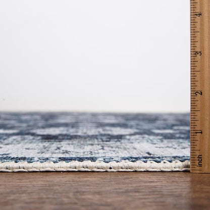 Bloom Rugs Washable Non-Slip 10x14 Rug - Dark Blue Traditional Bordered Area Rug for Living Room, Bedroom, Dining Room, and Kitchen - Exact Size: 10' x 14'