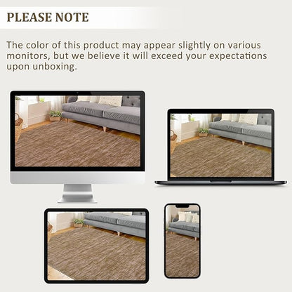 RUGSREAL 9x12 Solid Area Rug for Living Room Bedroom Washable Dining Room Throw Carpet with Rubber Backing Rug Large Modern Solid Color Rug Contemporary Area Rug for Home Office, Taupe