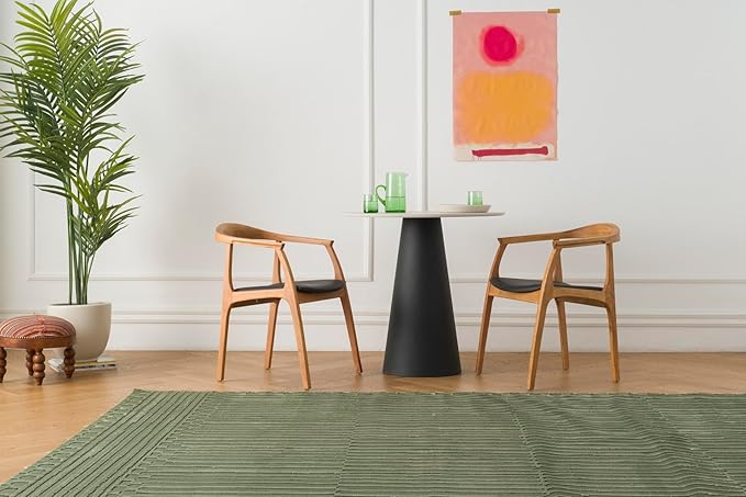 Revival Rugs Soloba 7'10"x10' Washable Area Rug for Living Room Bedroom - 100% Recycled Oeko-TEX Certified, Medium Pile, Green