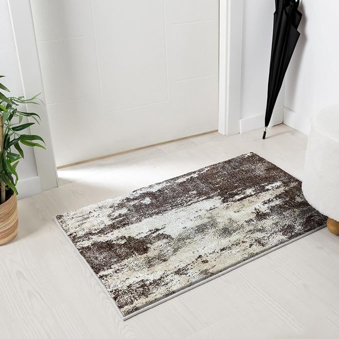 LUXE WEAVERS Euston Collection 7681 Brown 2x3 Modern Abstract Area Rug