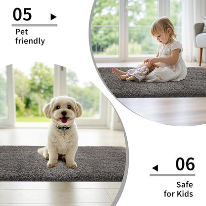 Bathroom Rugs 24x48 Non Slip Dark Grey Fluffy Bath Mat for Bathroom Floor Washable Plush Luxury Bath Rug for Tub Soft Shaggy Absorbent Shower Sink Mat