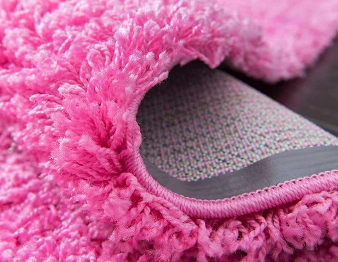 Unique Loom Solid Shag Collection Area Rug (2' 6" x 19' 8" Runner, Taffy Pink)