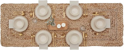 Savi Home Farmhouse Jute Burlap Table Runner 36 Inches Long, Organic Eco-Friendly Rustic Vintage Dining Table Runner, 13x36 Natural Jute Braided Table Runner