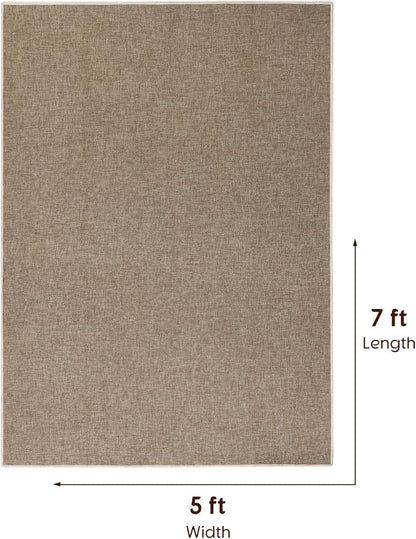 LBRO2M Easy Jute Solid Area Rug 5X7 Washable Rugs for Living Room Bedroom Natural Jute Look Indoor Outdoor Rug Durable, Solid Non Shedding Eco Friendly (5X7 Natural)