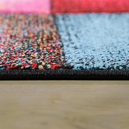 Paco Home Colorful Living Room Rug Checkered Design with Squares Multicolor, Size: 7'10" x 10'10"