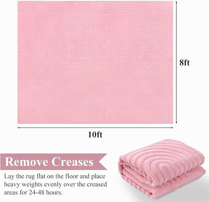 Pauwer 8x10 Washable Area Rugs for Living Room Modern Pink Solid Color Soft Fluffy Rugs for Bedroom Non Slip Boho Accent Indoor Mat Floor Carpet Cover for Kids Room Dining Room Kitchen Office, Pink