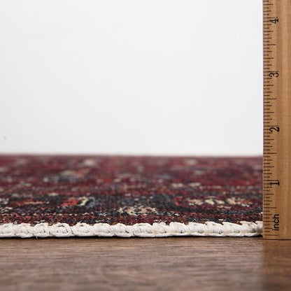 Bloom Rugs Washable Non-Slip 8' x 10' Rug - Burgundy Traditional Bordered Area Rug for Living Room, Bedroom, Dining Room, and Kitchen - Exact Size: 8' x 10'