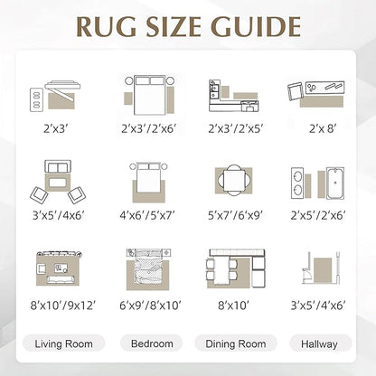 FMFUNCTEX 4x6 Washable Area Rug Brown Beige Abstract Modern Neutral Non Slip Low Pile Indoor Carpet Soft Thin Throw Rug for Entryway Entrance Living Room Bedroom Dining Office Nursery Kitchen Laundry