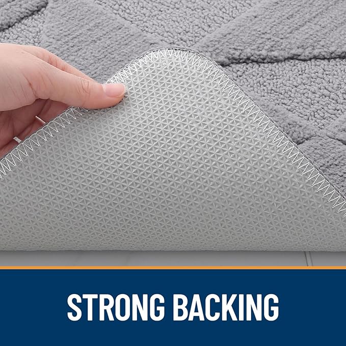 OLANLY Door Mats Indoor, Non-Slip, Absorbent, Dirt Resist, Entrance Washable Mat, Low-Profile Inside Entry Doormat for Entryway (47x20 inches, Grey)