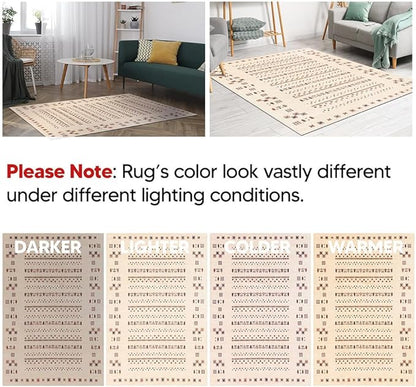 Keen Home Design 6x9 Rug - Machine Washable Area Rug with Non-Slip Backing, Ideal for Living Room, Dining Room, Bedroom - Vintage, Easy Clean, Durable, Low Pile - (6' x 9')