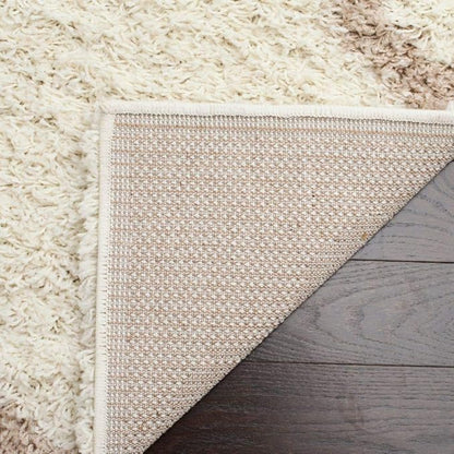 SAFAVIEH Dallas Shag Collection Area Rug - 8' Square, Ivory & Beige, Trellis Design, Non-Shedding & Easy Care, 1.5-inch Thick Ideal for High Traffic Areas in Living Room, Bedroom (SGD257B)