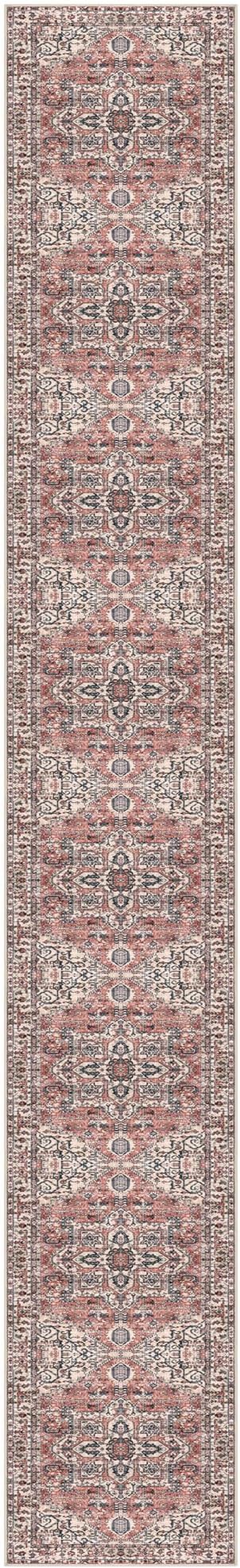 KOZYFLY Runners for Hallways 3x20 Ft Extra Long Faux Wool Washable Thin Hallway Rug Printed Runner Carpet for Entryway Bedroom Stair Kitchen Hall Living Room Decor, Terracotta/Beige