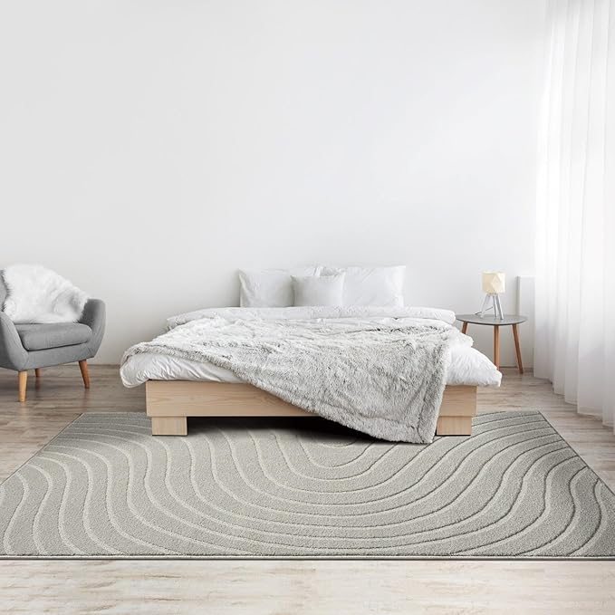 LUXE WEAVERS Modern Geometric Wave Gray 4x6 Area Rug