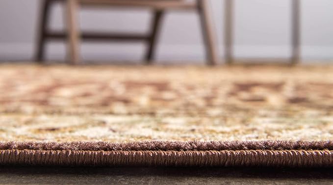 Unique Loom Versailles Collection Traditional Classic Medallion Floral Motif Area Rug (6' 0 x 9' 0 Rectangular, Brown/ Ivory)
