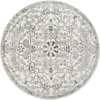 Lahome Round Rug 5'3"Ft, Soft Rugs for Living Room Machine Washable Rugs for Bedroom, Bohemian Medallion Non-Slip Non-Shedding Print Indoor Carpet for Entryway Bathroom Coffee Table, Beige