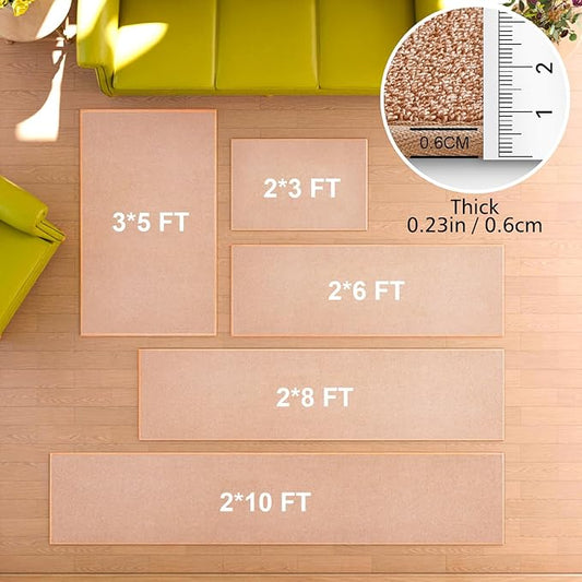 Area Rug with Non Slip Rubber Backing, Washable Soft Floor Carpet for Living Room, Kitchen, Entryway Indoor, Bedroom, Laundry, Low Pile Area Rugs, Solid Color with Pointillism Style (Camel, 3' * 5')