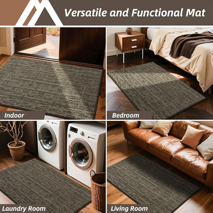 COSY HOMEER-Door-Mat,Dirt Trapper Entryway Rugs 20"x32",Non Slip Washable Entrance Mats,Absorbent Welcome Mat,Low Profile Dog Door Mats for Front Back Doomats and Wet Shoes,Light Brown
