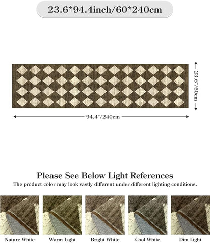 Lahome Runners for Hallways with Rubber Backing, Kitchen Runner Rugs Non Skid Washable Bathroom Rugs Runner, Moroccan Trellis Non Slip Bedroom Carpet Runners for Entryway Powder Room, 2x8 Brown