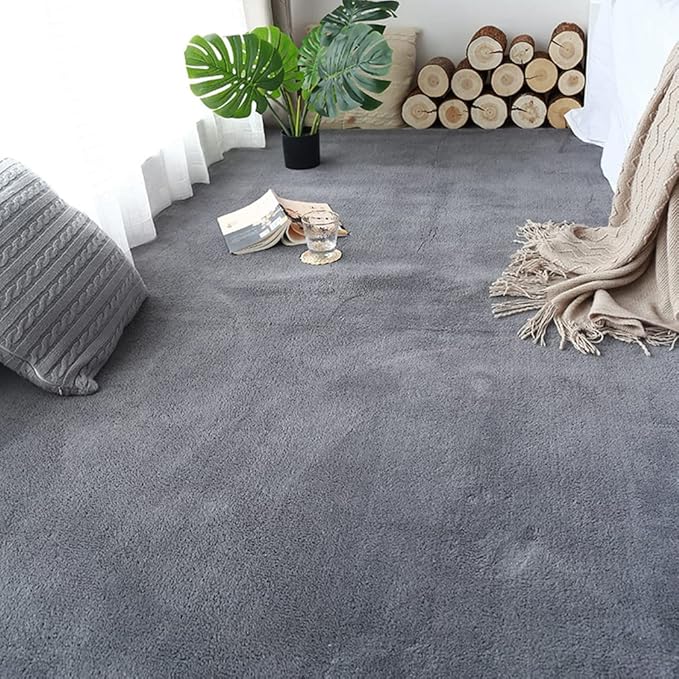 Soft Cashmere Area Rug Luxury Bedside Carpet Bedroom Living Room Mats Solid Color Children's Room Rugs Runner Carpets Indoor Mats Home Décor White Gray Red 5' X 6.5'