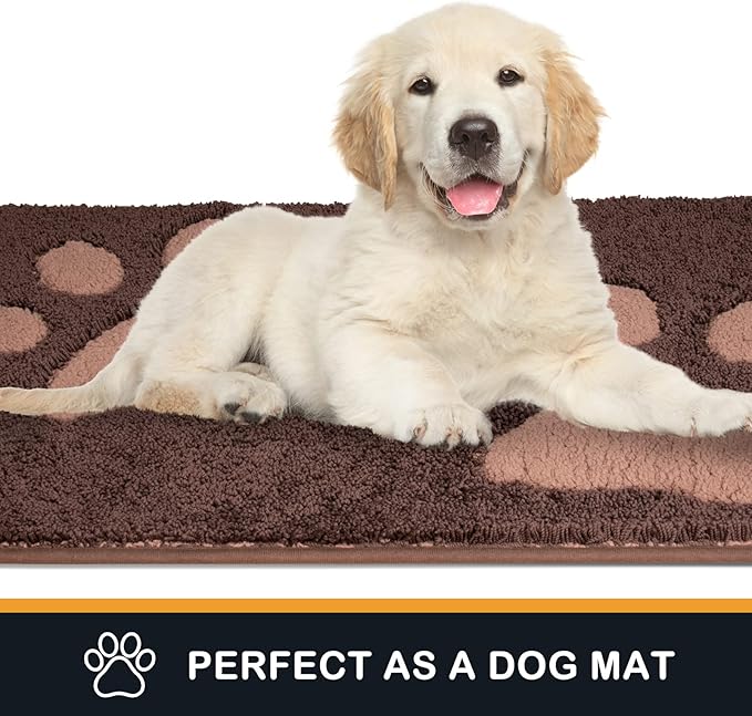 PURRUGS Dirt Trapping Door Mat 20" x 31.5", Non-Skid/Slip Machine Washable Microfiber Entryway Rug, Dog Doormat, Super Absorbent Welcome Mat for Muddy Wet Shoes and Paws, Brown
