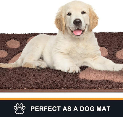 PURRUGS Dirt Trapping Door Mat 20" x 31.5", Non-Skid/Slip Machine Washable Microfiber Entryway Rug, Dog Doormat, Super Absorbent Welcome Mat for Muddy Wet Shoes and Paws, Brown